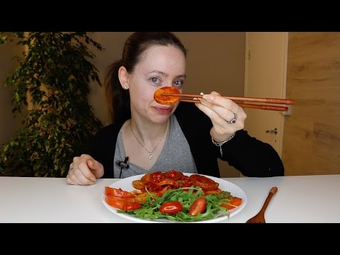 ASMR Whisper Eating Sounds | Fried Sausage & Potatoes | Rocket Salad