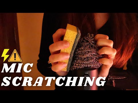 ASMR - FAST AND ROUGH MIC SCRATCHING with METALLIC COVER | SPONGES SCRATCHING