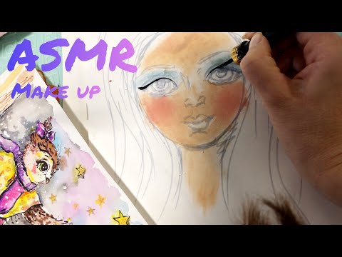 АСМР/ASMR Рисую портрет и делаю макияж / Близкий шёпот/Painting/Make up