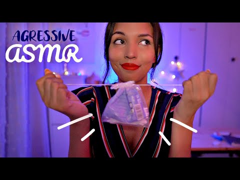 ASMR Francais ⚡ Rapide & un brin agressif (Fast tapping, Crinkle, Clavier...)