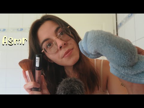 [ASMR] Doing your makeup & pampering you ( lots of visual triggers, mic&camera brushing, tapping)😴