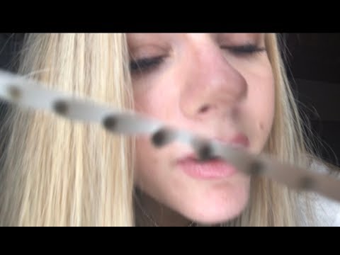 ASMR- CLOSE- combing camera/ slow lens poking/ slight gum chewing/ personal attention