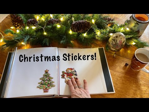 Christmas Stickers! (Whispered version) Filling in the Sticker Album! ASMR Crinkles.