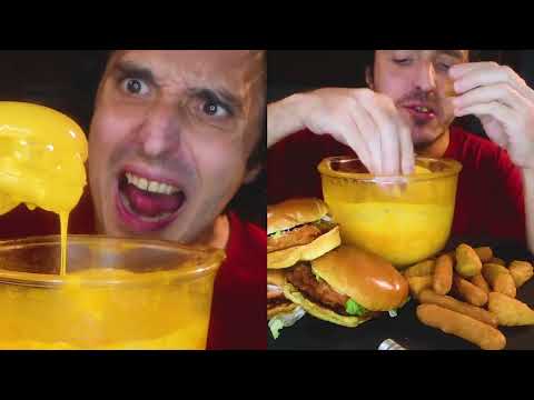 ASMR EATING McDonalds vs. Burger King + SPICY CHEESE SAUCE 먹방 mouth sounds