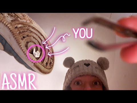 ASMR • you're a chewing gum on my shoe 👟 (camera touching, scratching & sticky sounds)