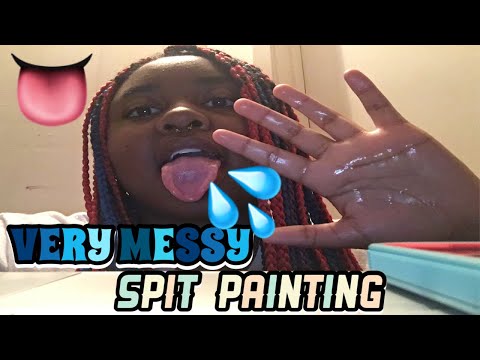 ASMR Veryy Messy Spit Painting 👩‍🎨🎨💦 Guaranteed Sleep in 5 Minutes 😴 #asmr #spitpainting #viral