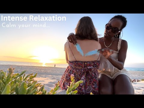 ASMR INTENSE RELAXATION _ BACK Scratch at the Beach, MASSAGE, Brushing Hair, MEDITATION