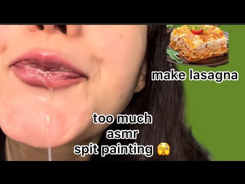 asmr spit painting,too much spit paint,make lasagna with (too much spit paint and use latex gloves)