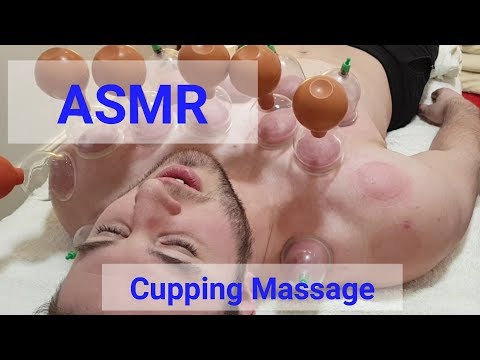 ASMR Cupping Massage Therapy - Chest, shoulders & back ,No Talking