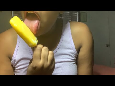 ASMR// Eating Mango POPSICLE  + Slurping Sounds  💛💛💛