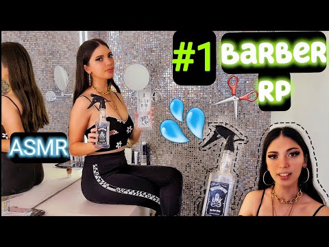 ASMR Barber Shop Girl Gives you a Shave & Hair Cut ROLEPLAY (Personal Attention, Latex Gloves)