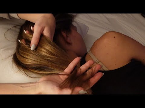 ASMR Real Person | Hair brushing, light touch, and back tracing (Soft spoken)