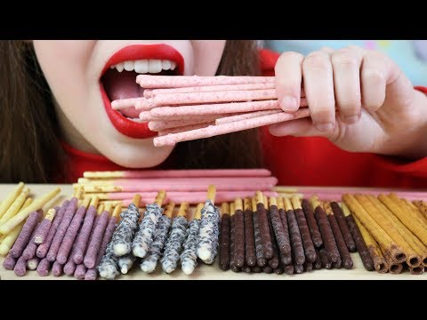 ASMR EATING POCKY STICKS | Blueberry, Chocolate, Cookie (Extreme Crunchy Eating Sounds)