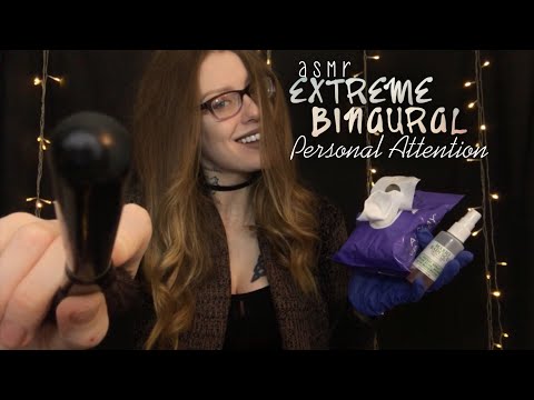 ASMR EXTREMELY BINAURAL PERSONAL ATTENTION | Gentle Kisses, Facial Poking, Spraying, Brushing & MORE