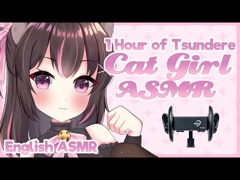 ♡ 1 Hour of Tsundere Catgirl ASMR ♡ [Ear Cleaning & Massage, Crinkles, & Ear Nommies]