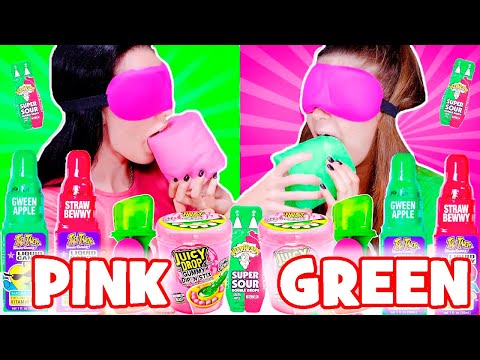 ASMR Pink Candy VS Green Candy Race Mukbang