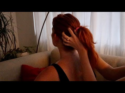 ASMR | Hair play on Julie as the sun sets 🌅💫 (whisper, brushing, braiding)