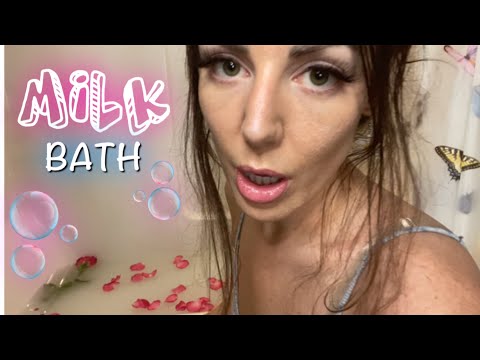 creamy silky SPA Rose Petal Milk Bath ASMR | whispering and relaxing you to SLEEP
