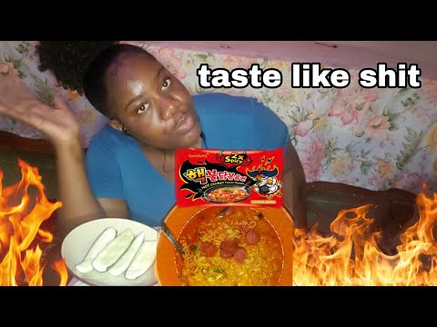 spicy cheesy noodles mukbang