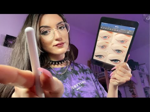Egirl does you eyeliner ~ ASMR personal attention, *fake nails* face touching