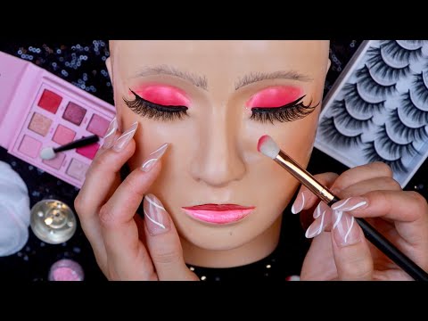 ASMR Makeup on Mannequin Head 💄😴  (whispering and makeup sounds)