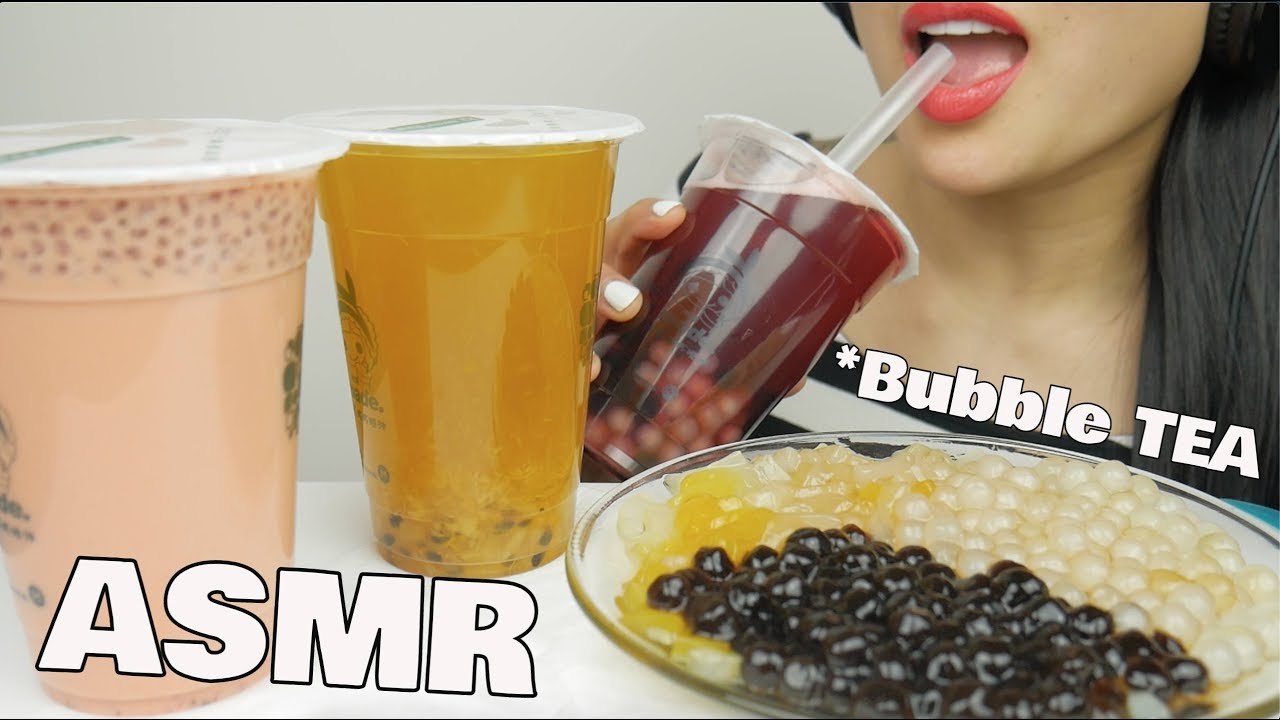 ASMR BUBBLE TEA + PEARS + JELLY (DRINKING EATING SOUNDS) | SAS-ASMR