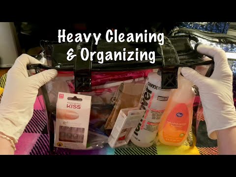 ASMR Cleaning & organizing heavy plastic bag with latex gloves (No talking) Soft spoken tomorrow.