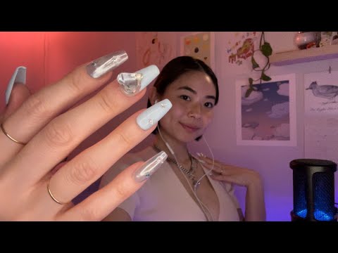 PRESS-ON NAILS COLLECTION ASMR💅🏼: nail clicking, clacking, tapping, hand sounds & mic scratching!!