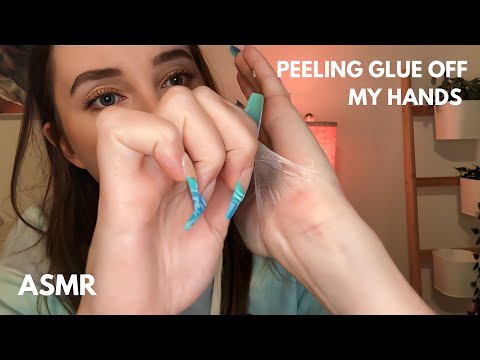 ASMR 💕 Putting Glue on my Hands, Letting it Dry, and Peeling it Off 😳