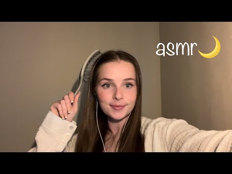 asmr🌙✨😴 hair brushing, hair sounds, tapping, mouth sounds trigger assortment💕💋🌛🥰💤