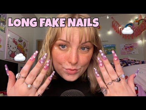 ASMR long fake nail on nail sounds w scratching and tapping + other fast and aggressive triggers💗✨
