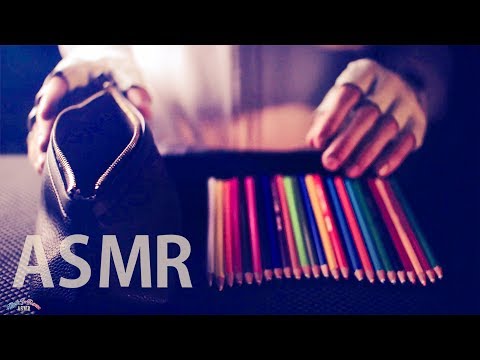 ASMR Pencils 🖍️Leather Zipper Pencil Case 😴NO TALKING for SLEEP