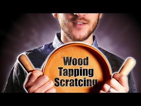Soft wood tapping, scratching, touching ASMR - bit of Spanish, English, Slovak whispering -