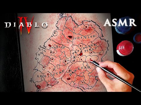 ASMR Diablo 4 | Dip Pen Drawing Map of Sanctuary | 1 hour