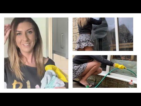 Outdoor Chores - ASMR Patio Window Cleaning - Scrubbing and Washing My Window and Frames
