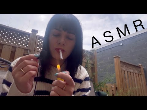 ASMR | Tingly Gum Chewing & Smoking Outdoors