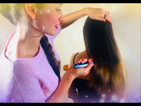 Magic ASMR hair brushing and making for Bella braid!(mouth sounds, not talknig)