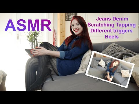 ASMR JEANS DENIM SCRATCHING HEELS SEVERAL TRIGGERS TAPPING [no talking]