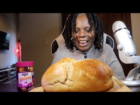 Fresh Baked Homemade Loaf With Peanutbutter And Jelly ASMR Eating Sounds