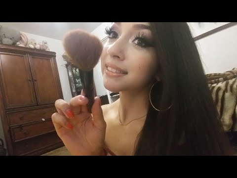ASMR| Face brushing/Gum chewing/Soft Whispers✨