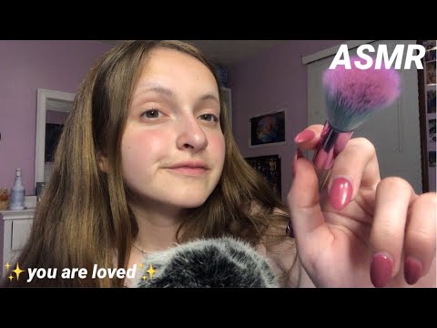 ASMR Positive Affirmations and Brushing Your Face (Close Whisper/Mouth sounds)
