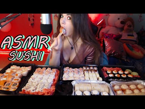 MUKBANG!🦐АСМР - 128 суши/ роллов сьем или нет?🍤 ASMR - 128 Sushi , Rolls : can i eat this or not? 🍣