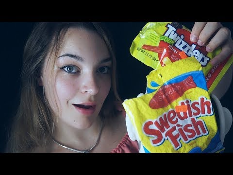 ASMR Eating American Candy! Mouth Sounds with Gummies, Chocolates, Crinkles [Binaural]