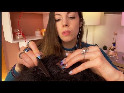 ASMR Scalp Check Curly Hair, Scalp SCRATCHING EXTREME Dandruff - Long Nails