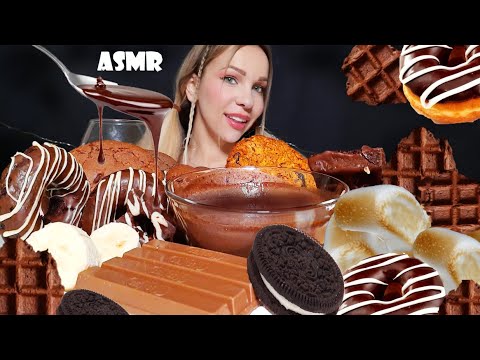 ASMR CHOCOLATE FONDANT (Donuts Cookies Kit-Kat Waffles, Fried Marshmallows) Chocolate Mukbang Eating