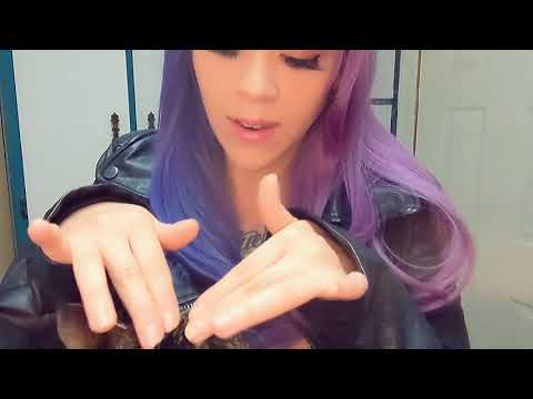 (( ASMR )) up close hand movements n mouth sounds ft pleather jacket!
