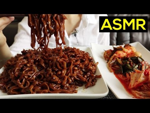 ASMR Eating Korean Instant Black Bean Noodles 짜장 라면 & 김치 이팅사운드