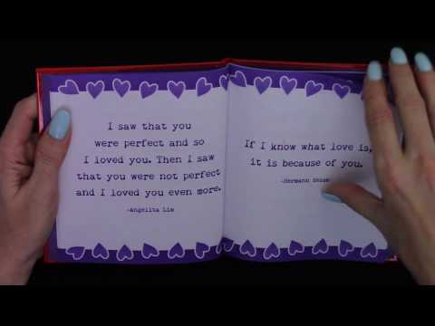 ASMR: Valentine card book. Soft spoken, reading, page turning, light tapping