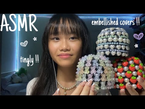 ASMR scratching on all my embellished mic covers 🎀 (SO tingly)