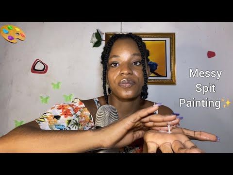 ASMR VERY MESSY SPIT PAINTING| MOUTH SOUNDS| Negative energy plucking..... be HAPPY 😃